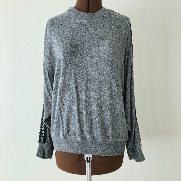 Kooples X Sport Oversized Lace Trimmed Sweatshirt - Picture 1 of 7